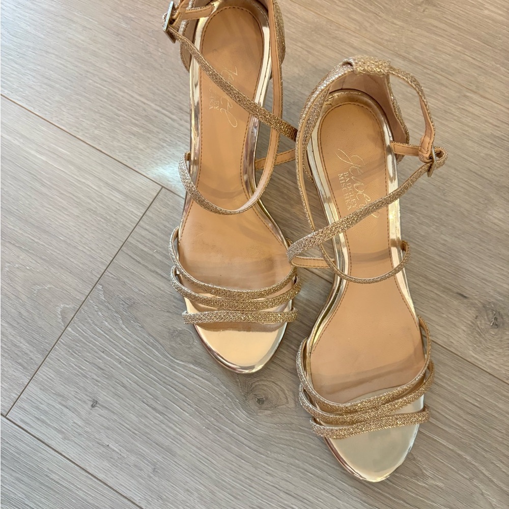 Jewel Badgley Mischka Gold Wedge Sandals